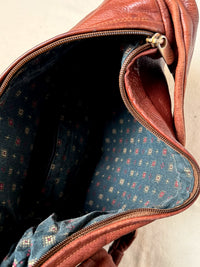 Sac besace moyen camel en cuir vintage