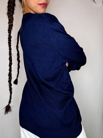 Pull col V marine LACOSTE XL vintage