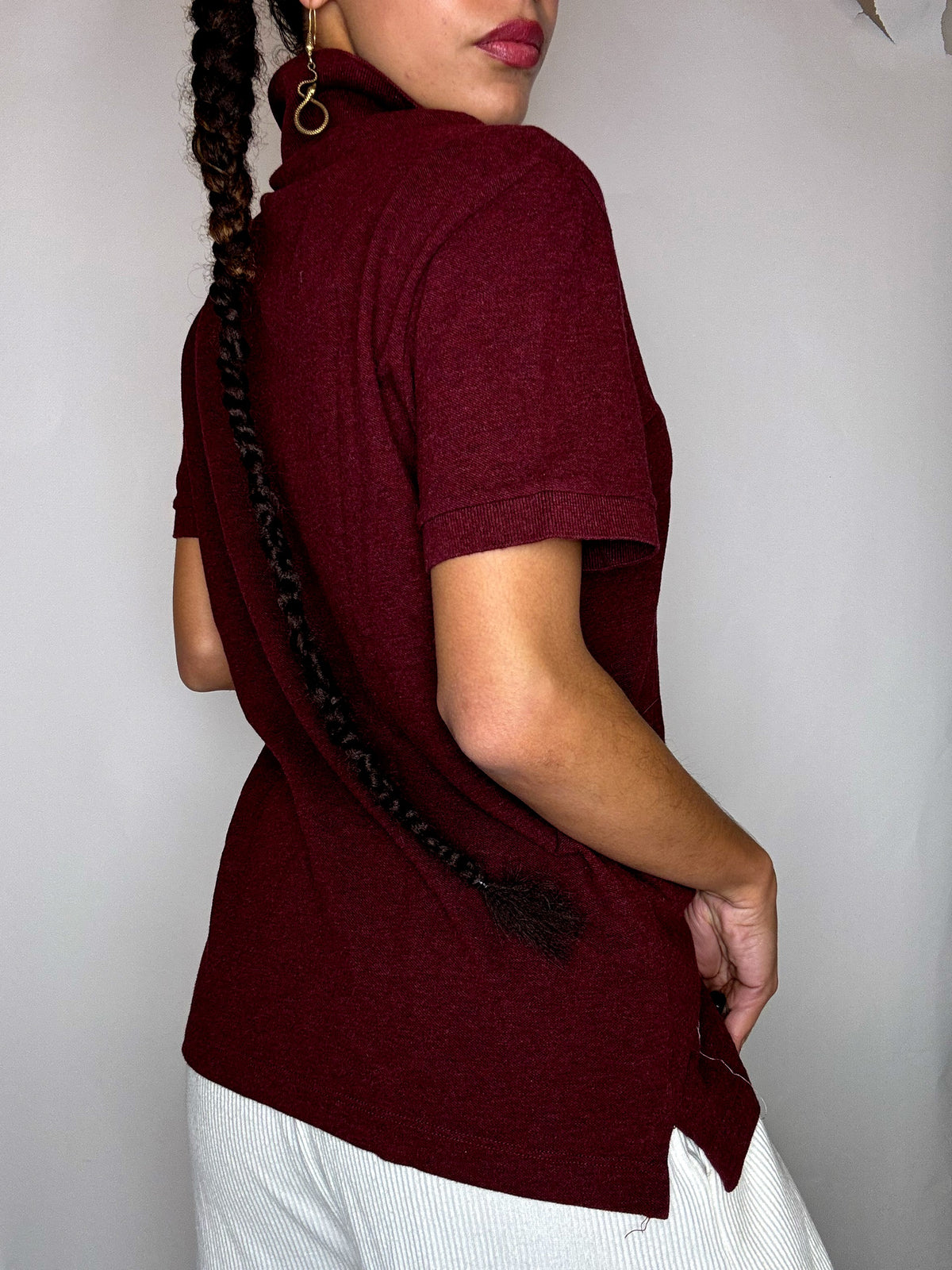 LACOSTE S Vintage burgundy polo with pocket