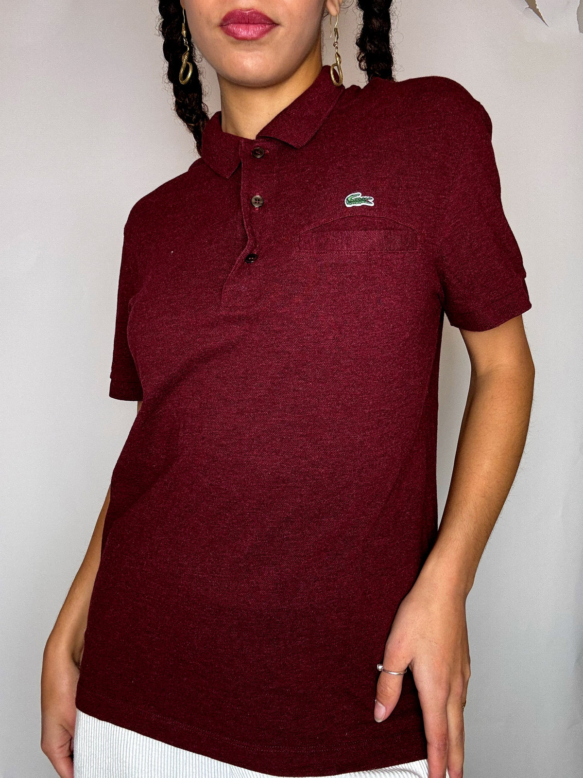 LACOSTE S Vintage burgundy polo with pocket