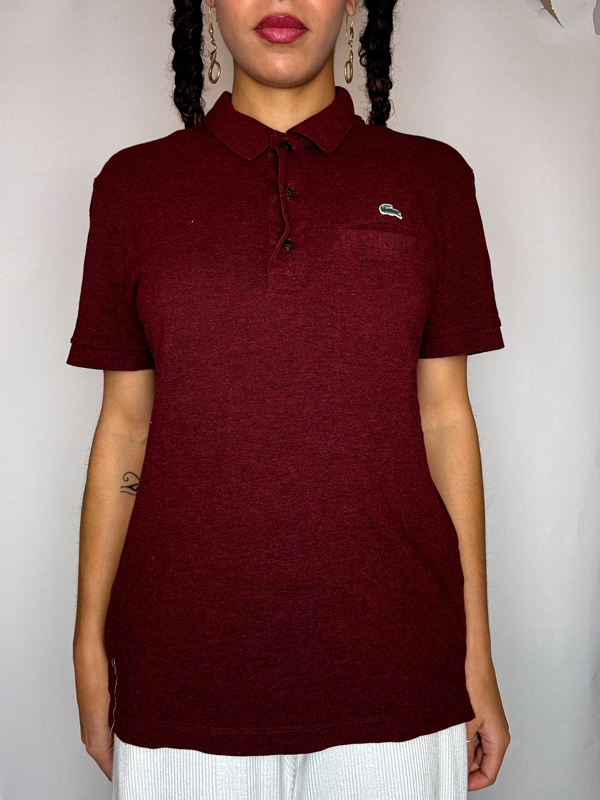 LACOSTE S Vintage burgundy polo with pocket