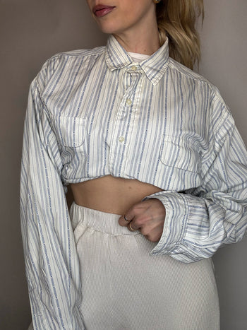 Vintage Navy and White Striped Shirt L/XL 