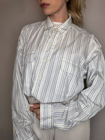 Vintage Navy and White Striped Shirt L/XL 