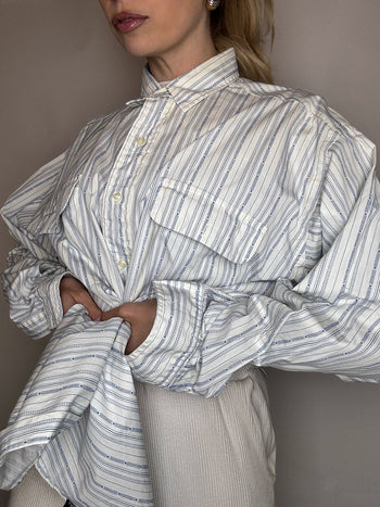 Vintage Navy and White Striped Shirt L/XL 