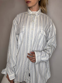 Vintage Marine und Weiß gestreiftes Hemd L/XL 