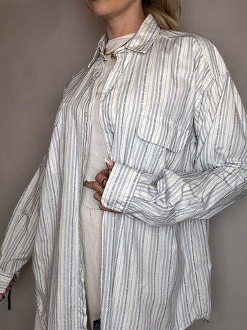 Vintage Navy and White Striped Shirt L/XL 