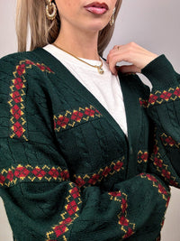 XL Vintage Patterned Knit Cardigan