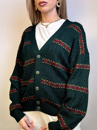 XL Vintage Patterned Knit Cardigan