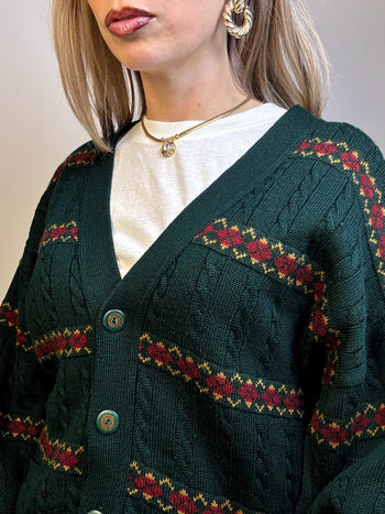 Cardigan en maille à motif XL Vintage