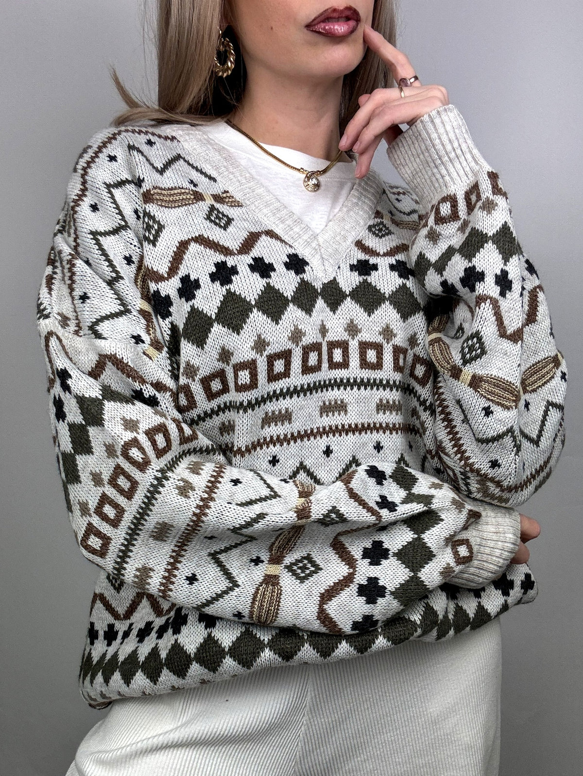 XL vintage gray knitted oversized sweater