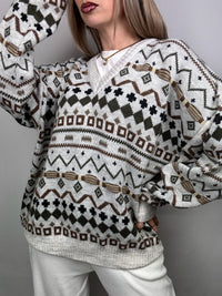 Pull oversize en maille gris XL vintage