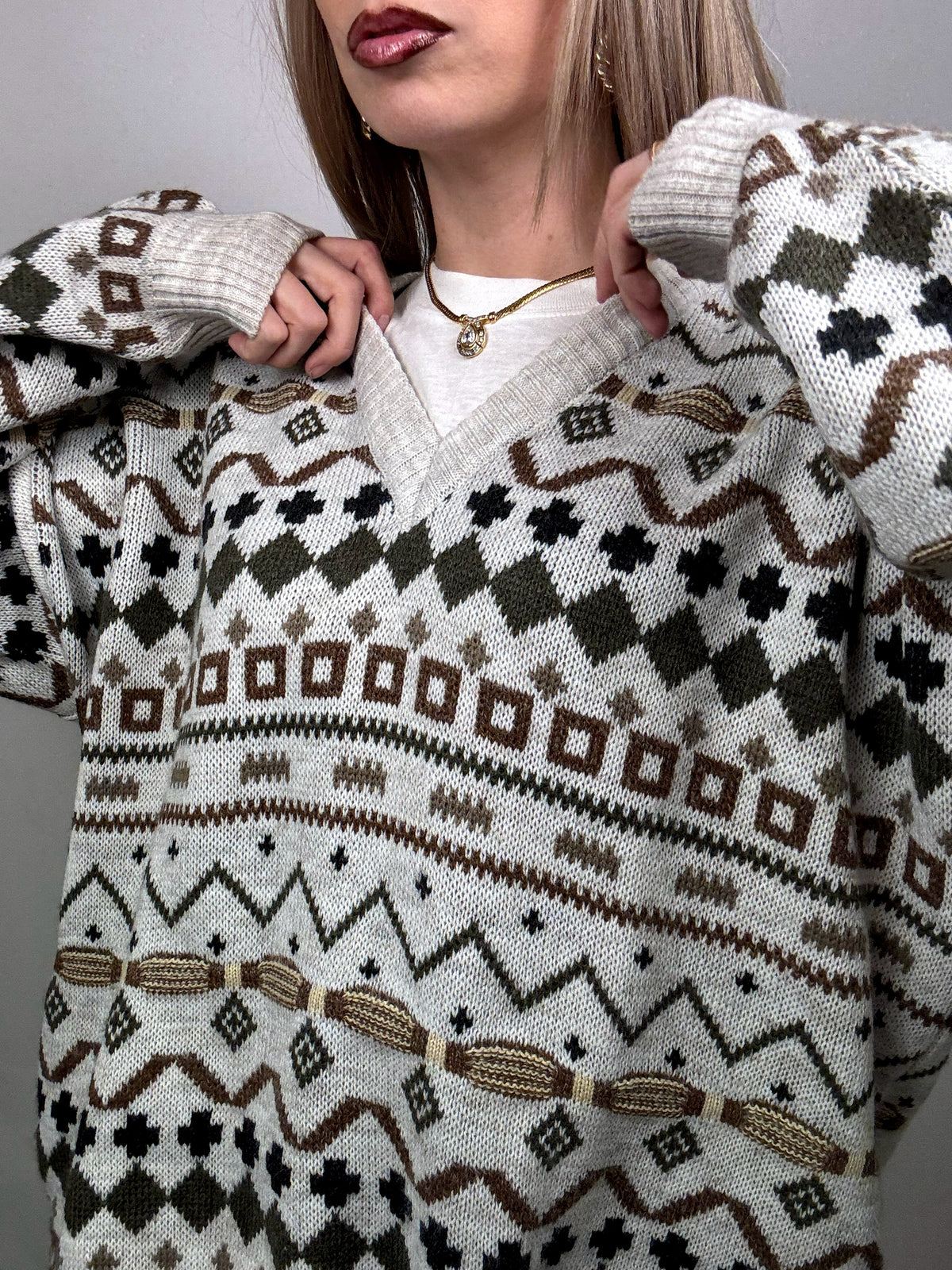 XL vintage gray knitted oversized sweater