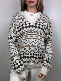 Pull oversize en maille gris XL vintage