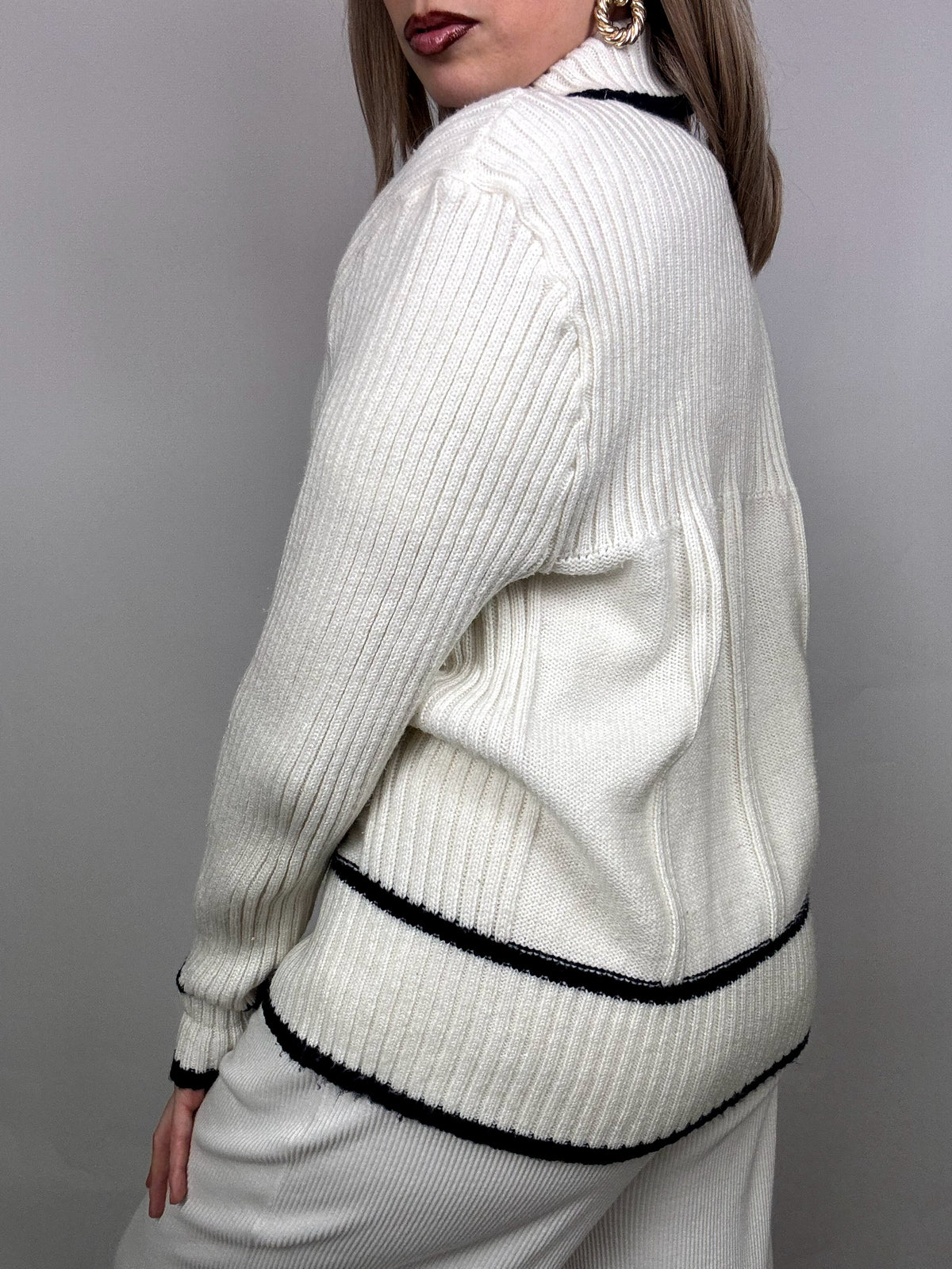 Vintage XL cream shirt collar cardigan