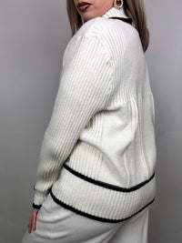 Vintage XL cream shirt collar cardigan