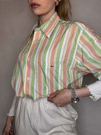 LACOSTE XL Vintage Pastell gestreiftes Hemd 