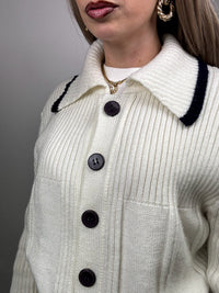Vintage XL cream shirt collar cardigan