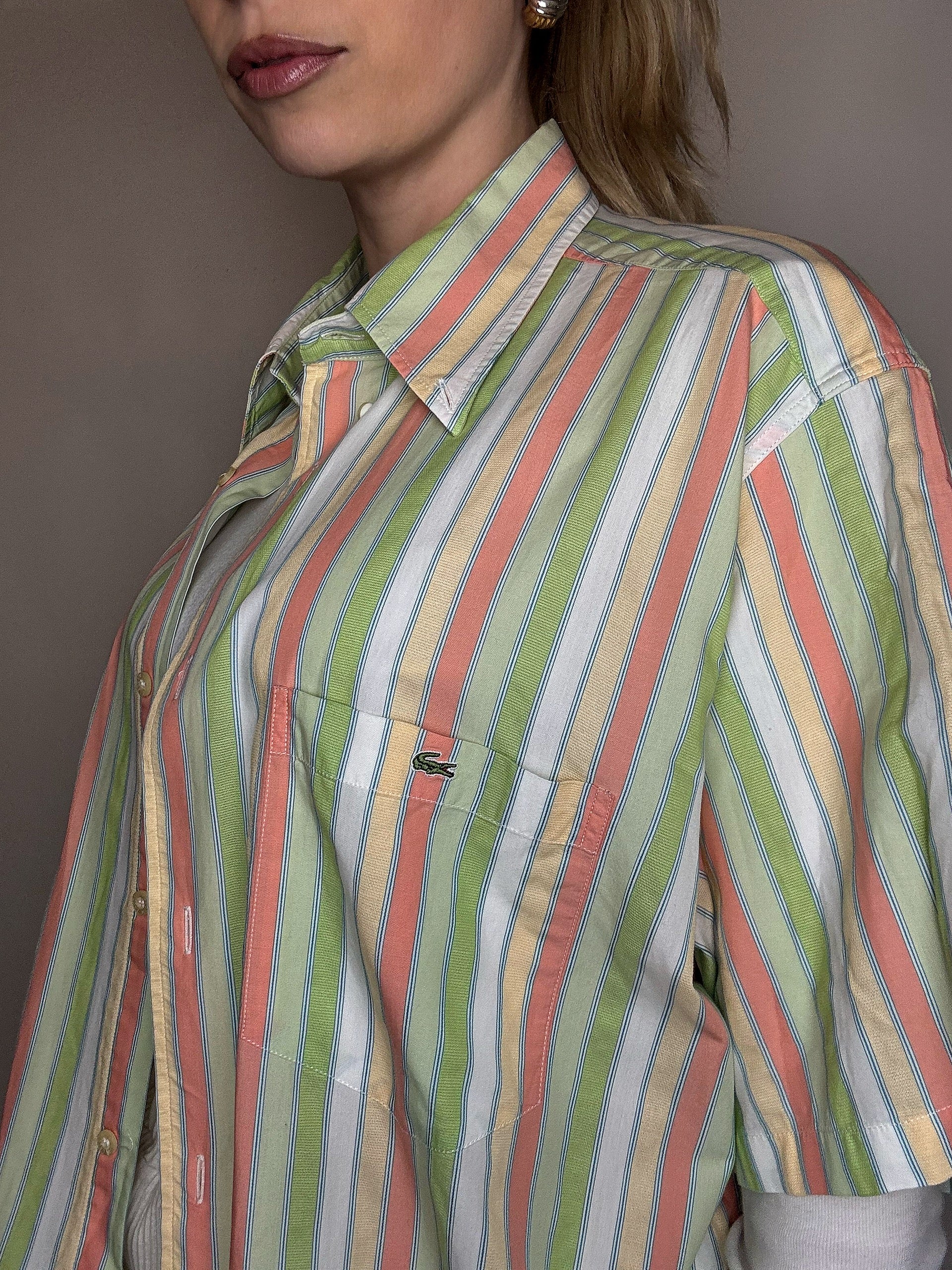 LACOSTE XL Vintage Pastell gestreiftes Hemd 