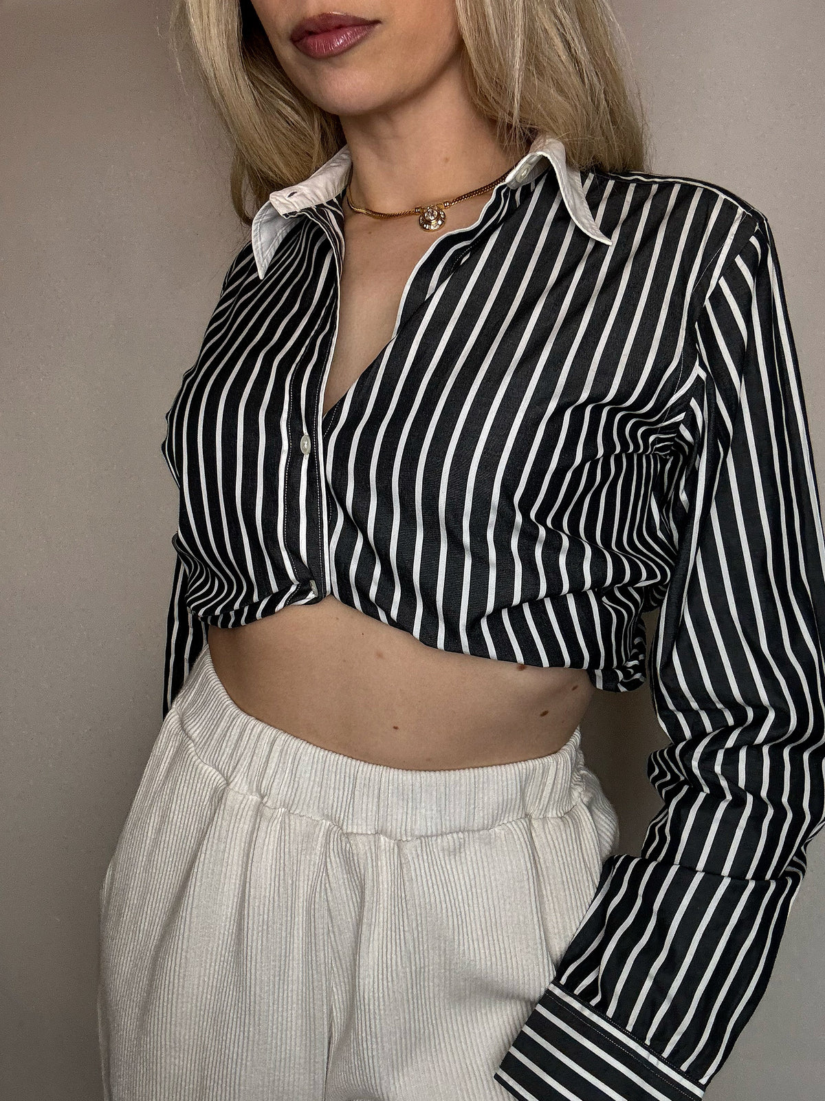 Vintage Marine und Weiß gestreiftes Hemd L/XL 