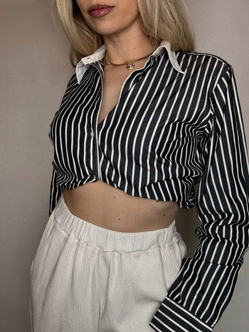 Vintage Navy and White Striped Shirt L/XL 