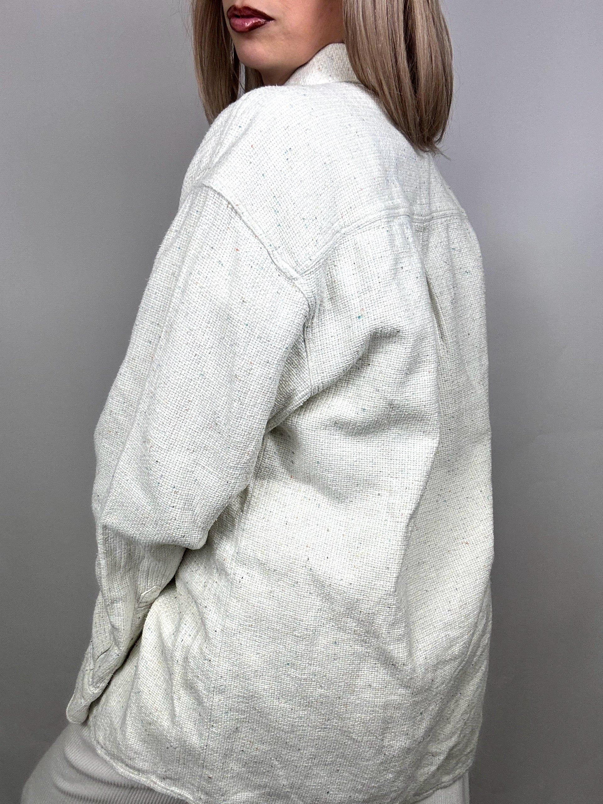 Chemise épaisse texturée chinée crème L vintage