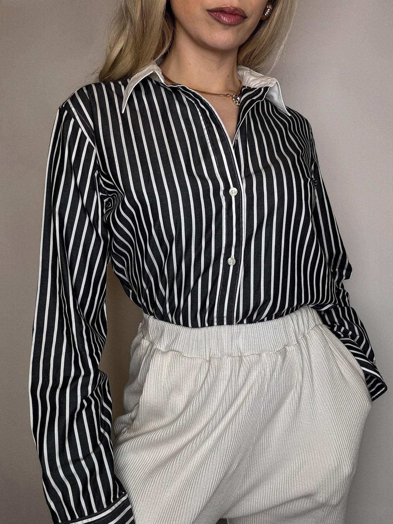 Vintage Navy and White Striped Shirt L/XL 