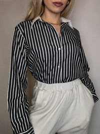 Vintage Marine und Weiß gestreiftes Hemd L/XL 