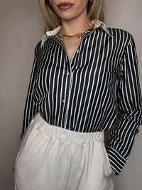 Vintage Marine und Weiß gestreiftes Hemd L/XL 