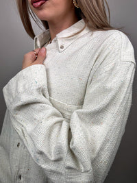 Chemise épaisse texturée chinée crème L vintage