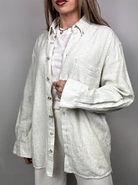 Chemise épaisse texturée chinée crème L vintage