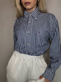 Vintage Navy and White Striped Shirt L/XL 