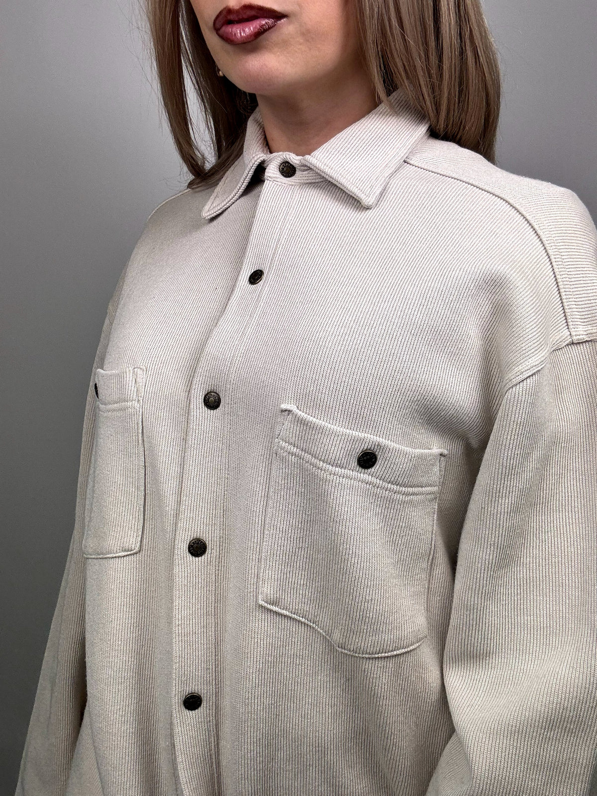 Vintage XL beige ribbed thick shirt