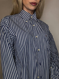 Vintage Navy and White Striped Shirt L/XL 