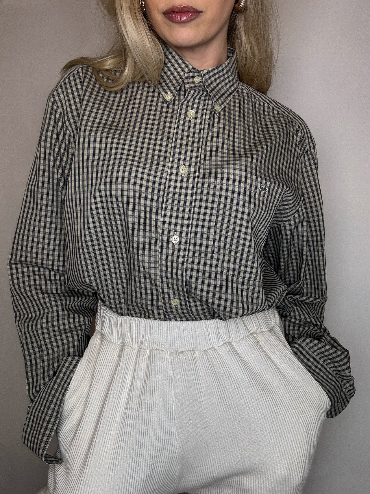Vintage Navy and White Striped Shirt L/XL 