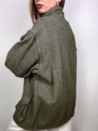 Vintage XL meliert grün kurzer Wollmantel