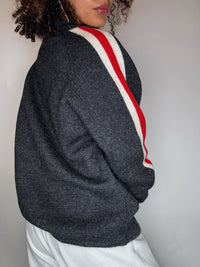 Pull col cheminée doublé gris XL vintage