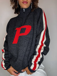 Pull col cheminée doublé gris XL vintage