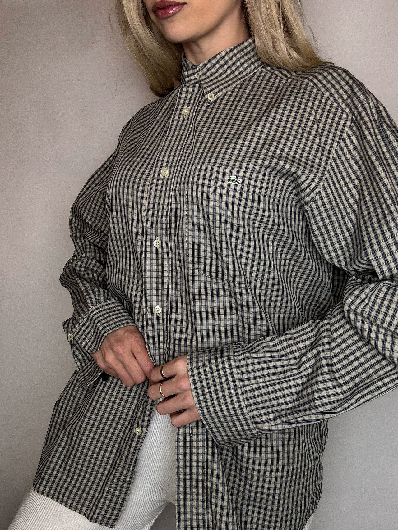 Vintage Navy and White Striped Shirt L/XL 