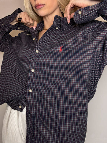 Vintage Navy and White Striped Shirt L/XL 