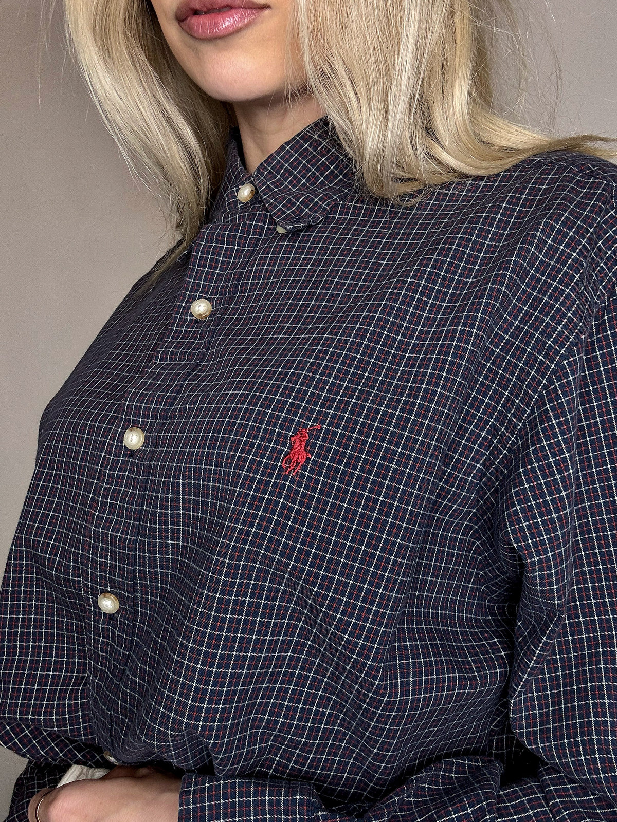 Vintage Navy and White Striped Shirt L/XL 