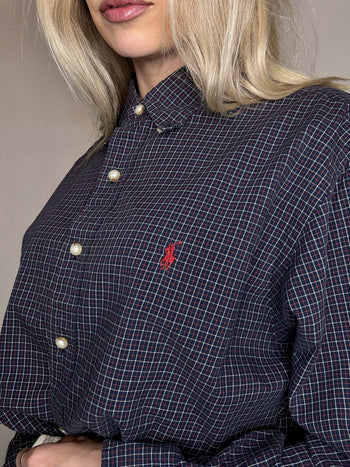 Vintage Navy and White Striped Shirt L/XL 