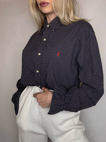 Vintage Navy and White Striped Shirt L/XL 