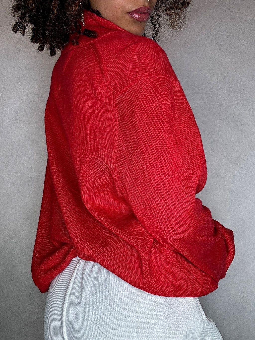 Pull col cheminée rouge TOMMY HILFIGER L vintage