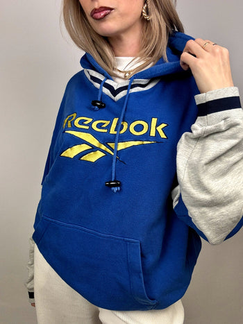 Sweat à capuche bleu et gris REEBOK L/XL vintage