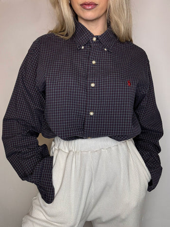 Vintage Navy and White Striped Shirt L/XL 