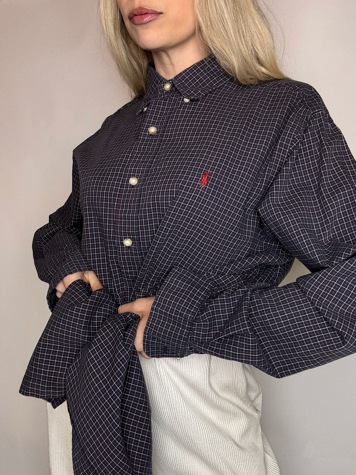 Vintage Navy and White Striped Shirt L/XL 