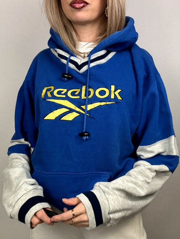 Sweat à capuche bleu et gris REEBOK L/XL vintage