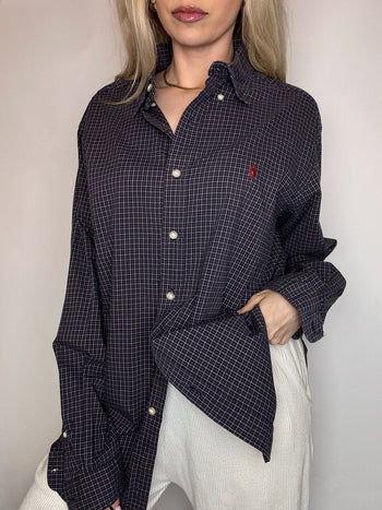 Vintage Navy and White Striped Shirt L/XL 