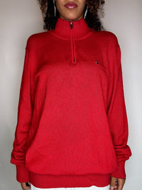 Pull col cheminée rouge TOMMY HILFIGER L vintage