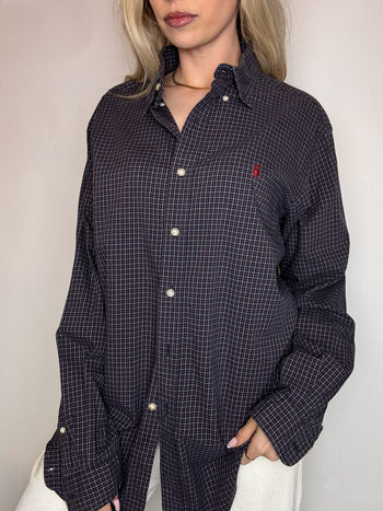 Vintage Navy and White Striped Shirt L/XL 